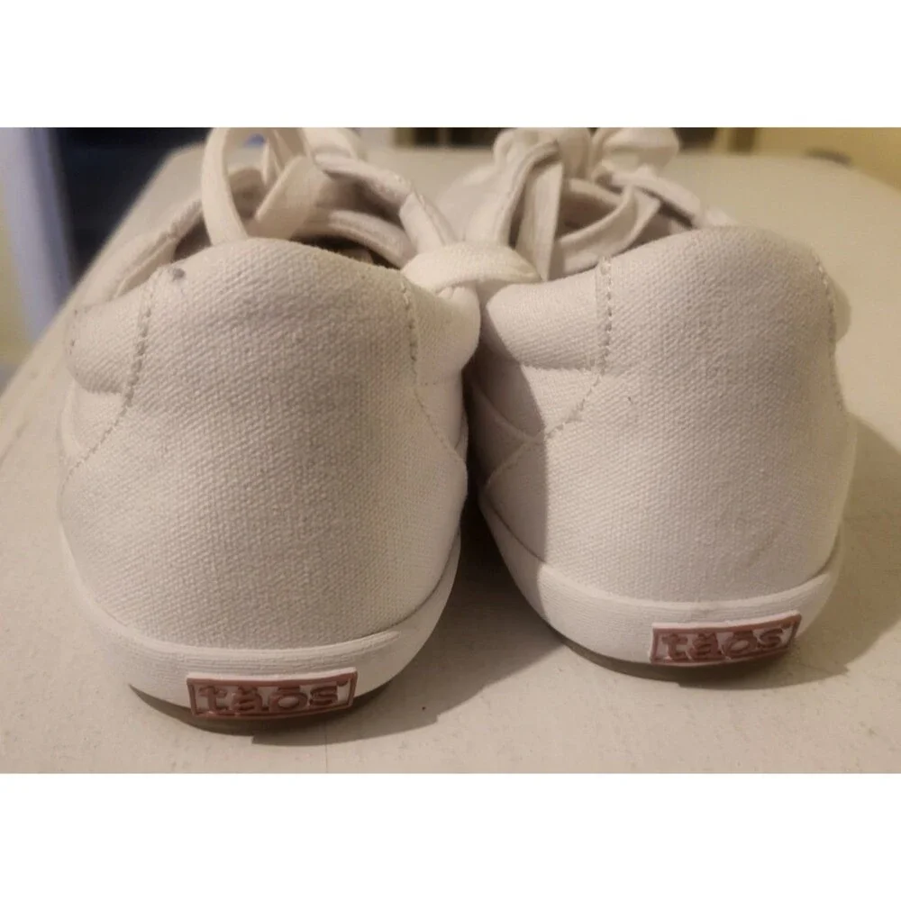 Taos Womens Moc Star Sneaker Size 9.5 White Canvas Lace Up Comfy Walking Shoe - Picture 4 of 6